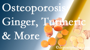 Pensacola Spinal Rehab Center presents benefits of ginger, FLL and turmeric for osteoporosis care and treatment.