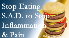 Pensacola chiropractic patients do well to avoid the S.A.D. diet to decrease inflammation and pain.