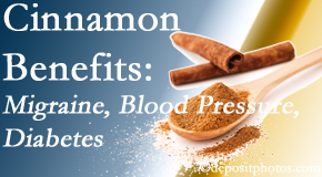 Pensacola Spinal Rehab Center shares research on the benefits of cinnamon for migraine, diabetes and blood pressure.
