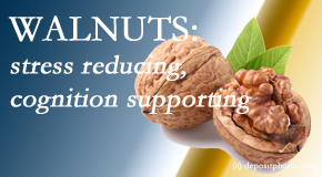 Pensacola Spinal Rehab Center shares a picture of a walnut which is said to be good for the gut and lower stress.