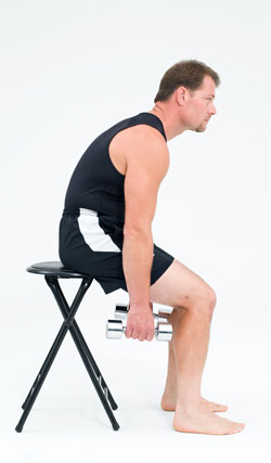 slouching in chair with weight